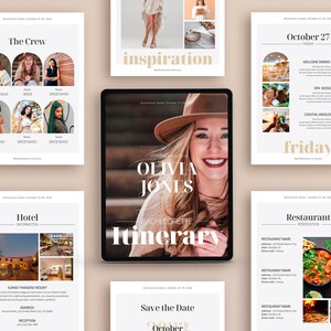 Plus de 30 pages modèle d&#39;itinéraire de Bachelorette, planificateur d&#39;itinéraire de week-end de Bachelorette, invitation numérique modifiable, invitation à un événement de fête, Canva