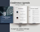 Conference agenda template, InDesign template, Business brochure magazine, Event meeting program flyer, eBook template, Meeting schedule