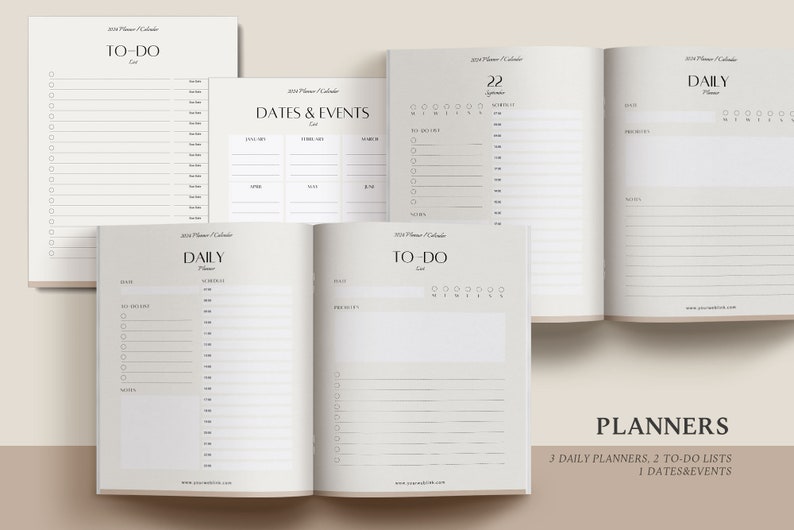 2024 planner template canva monthly calendar template daily weekly