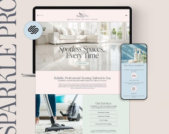 Squarespace Website Template für Reinigungsunternehmen, Website Template für Reinigungsdienstleister