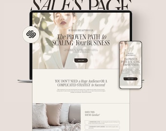 Plantilla de página de ventas de Squarespace de una página: página de destino de alta conversión para entrenadores, emprendedores y propietarios de empresas