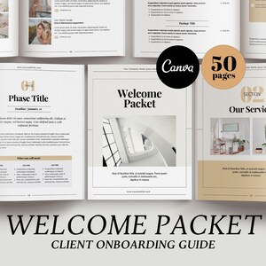 Client welcome packet template, Canva template, Welcome guide, price list, Client survey, invoice portfolio template, business template