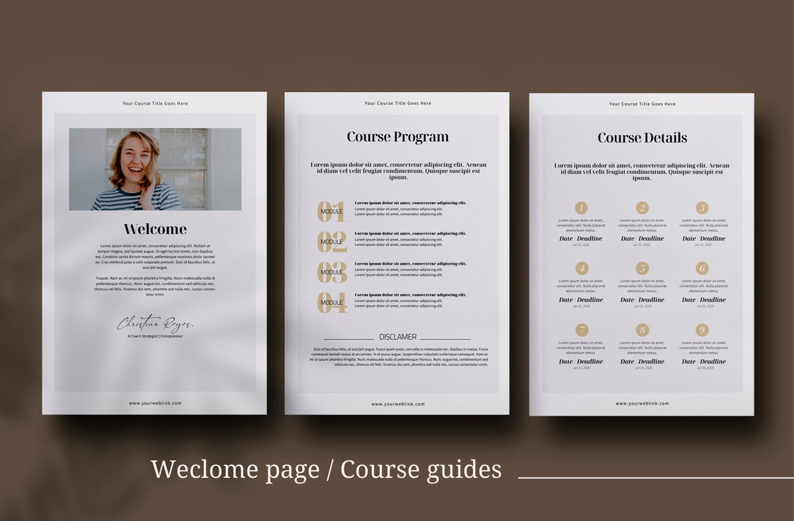 Workbook Indesign Template, Online Course Guide, Ecourse Worksheet ...