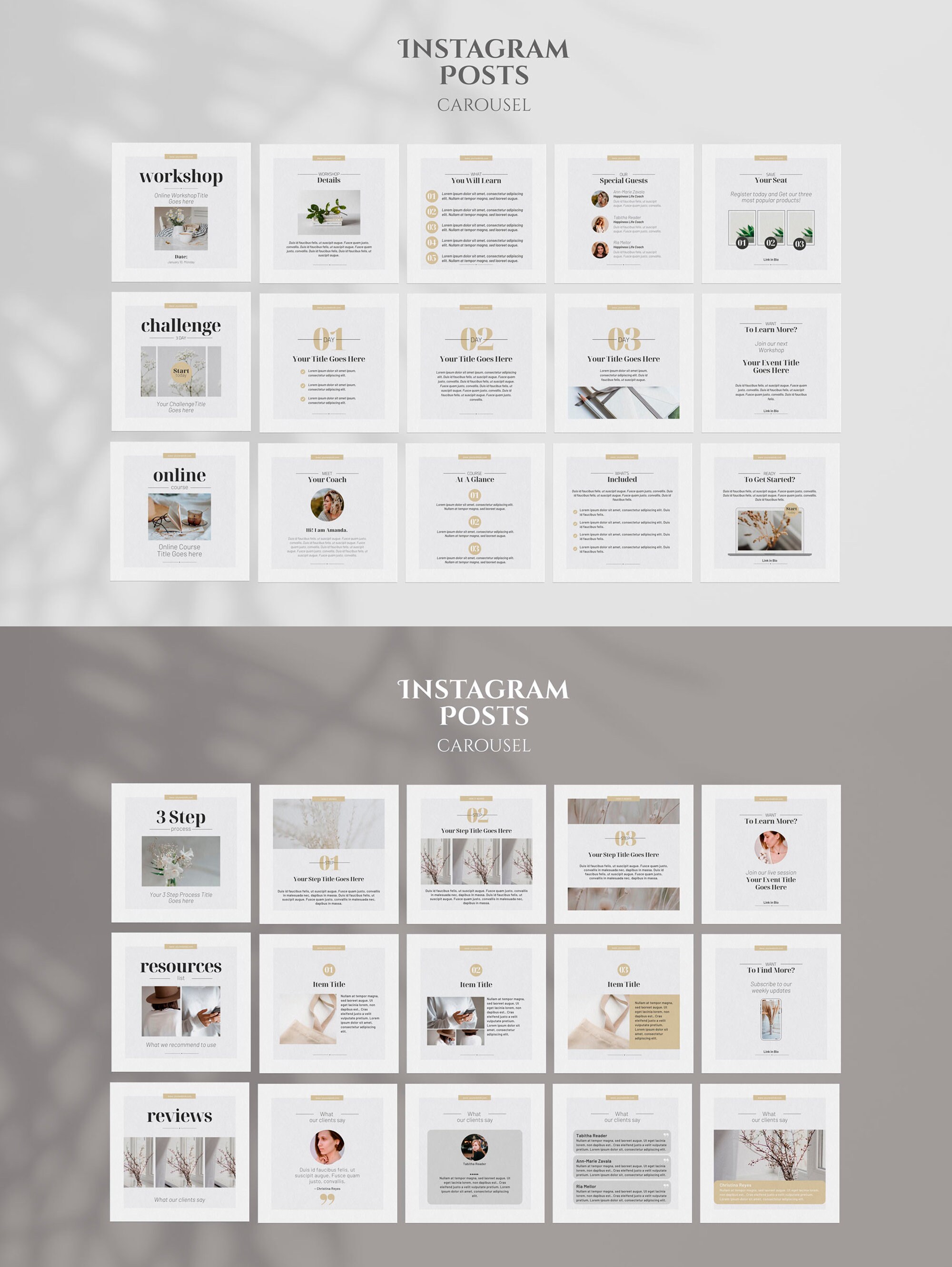 Instagram Templates for Canva, IG Stories Post Carousel, Canva Template ...