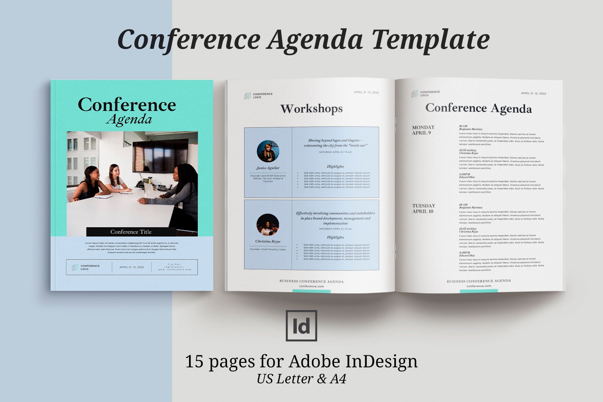 Conference Agenda Template, Indesign Template, Business Brochure