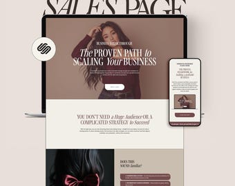 Plantilla de página de ventas de Squarespace de una página: página de destino para entrenadores, emprendedores y propietarios de empresas