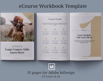 Workbook InDesign Template, Online course guide, eCourse worksheet checklist planner, lead magnet template, optin freebie