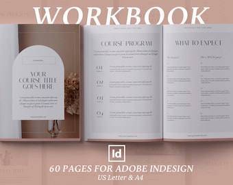 Workbook InDesign Template, Online course guide, eCourse worksheet checklist planner, lead magnet template, optin freebie