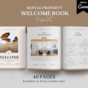 Modelo de livro de boas-vindas de 40 páginas CANVA, Livro de visitas, Guia de casa de praia, Aluguel de férias de luxo, Pacote de anfitrião, VRBO para impressão