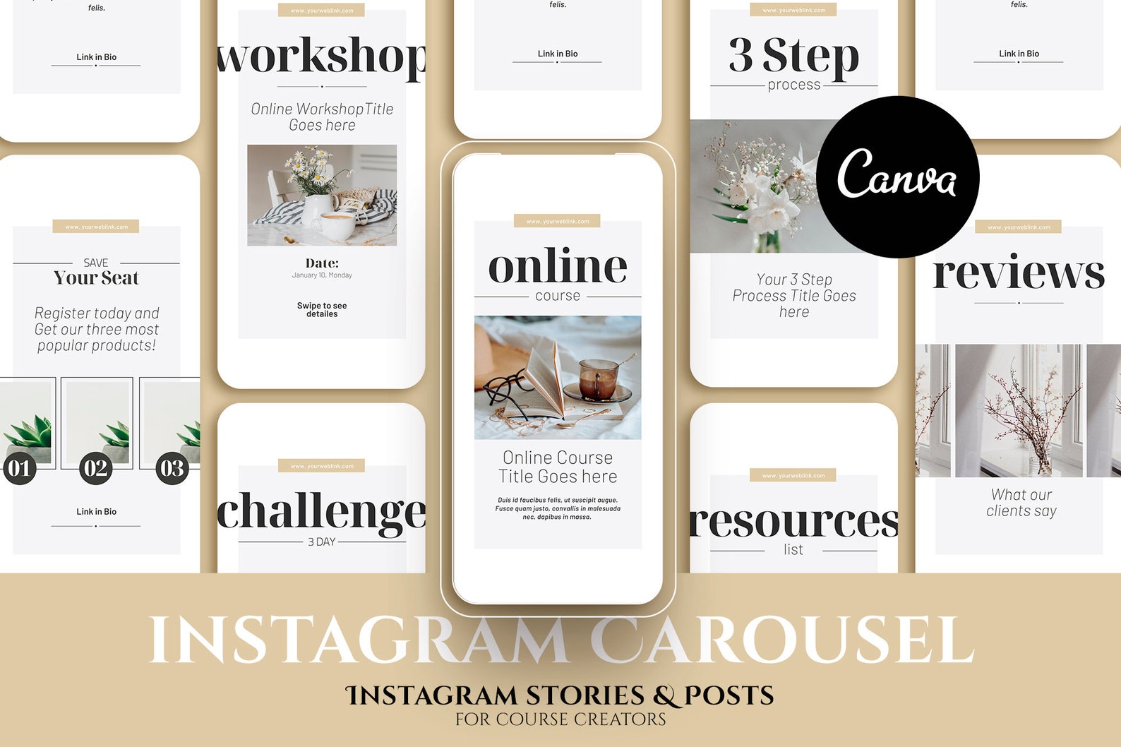 Instagram Templates for Canva, IG Stories Post Carousel, Canva Template ...
