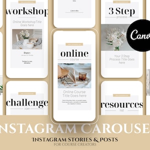 Instagram Templates für Canva, IG Stories Post Carousel, Canva Template, Business Blogger Coach, Carousel Template, Ästhetik, Social Media