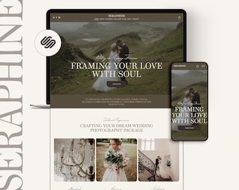 SERAPHINE Squarespace Photography Template, Portfolio Website for Photographers, Designers, Artists, Creatives, Fully Editable, Customizable