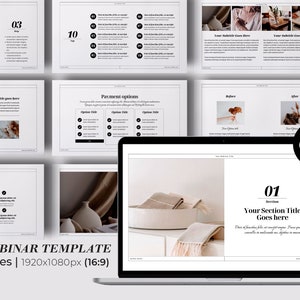 Editable webinar template, canva template, slide deck, masterclass, course slide deck, pitch deck, workshop presentation