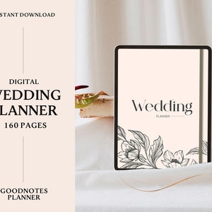 Digital Wedding Planner for iPad Goodnotes, 160 Pages, Wedding Budget, Itinerary, Guest List, Timeline, Vendor Management, Bridal organizer