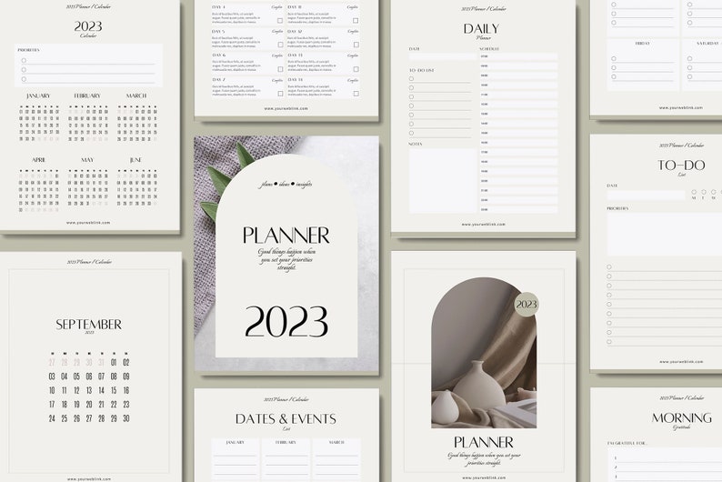 2023 Planner Template 2023 Calendar Canva Template Daily Etsy Finland
