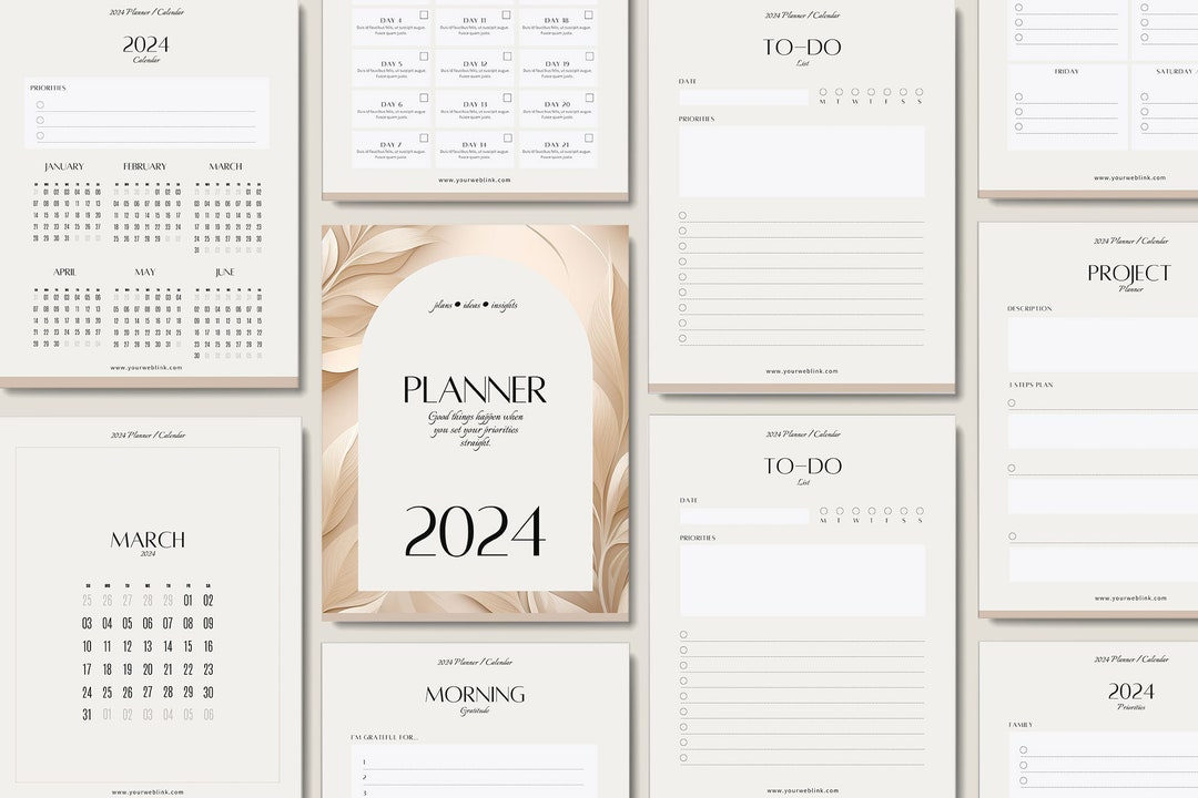 2024 Planner Template Canva Monthly Calendar Template Daily - Etsy Canada