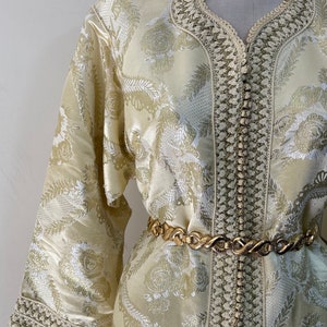 Goud & Wit Vintage Brokaat Marokkaanse Kaftan voor dames ...