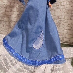 Fashion Doll Gown, HANDMADE, OOAK, Blue, Water, 5 Elements