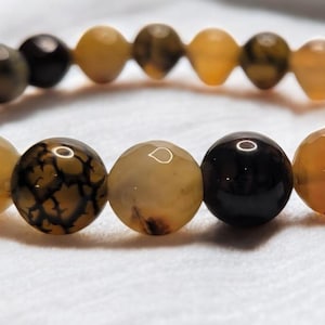 8&quot; Dragon Vein Agate (10mm)/Mixed Agate (10mm) Stretch Bracelet