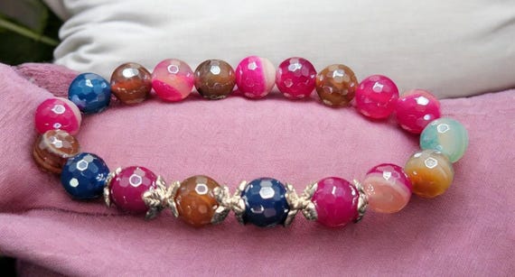 6 1/2" Jewel Tone Agate w/Silver Luster
