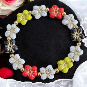 7&quot; Czech Glass Wild Violet Stretch Bracelet