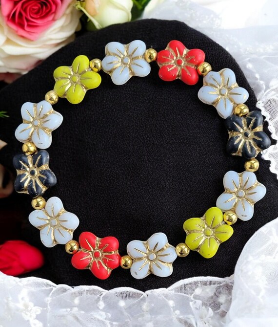 7" Czech Glass Wild Violet Stretch Bracelet