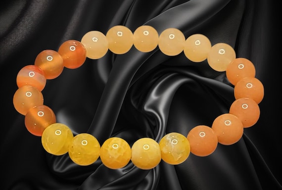 6 1/2" Carnelian (8mm) Yellow Calcite (8mm) Yellow Agate (8mm) Red Aventurine (8mm)