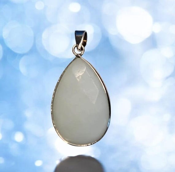 Amazonite Faceted Teardrop Pendant w/22" Silver Plated Snake Chain