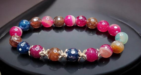 6 1/2" Jewel Tone Agate w/Silver Luster