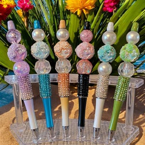 Assorted Flower & Butterfly Beaded Pen