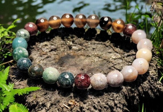 7 1/2" Fancy Jasper - Faceted (8mm) - Garnet (8mm) - Smoky Agate (8mm)