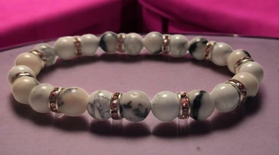 7 1/2" Howlite - 8mm/Jasper - 8mm Stretch Bracelet