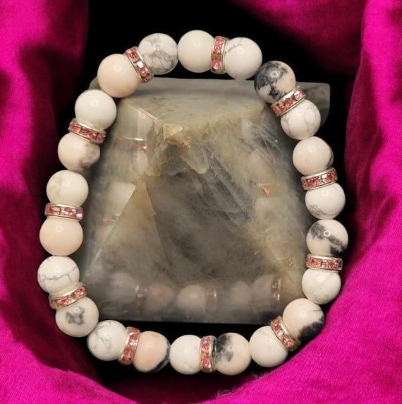 7 1/2" Howlite - 8mm/Jasper - 8mm Stretch Bracelet