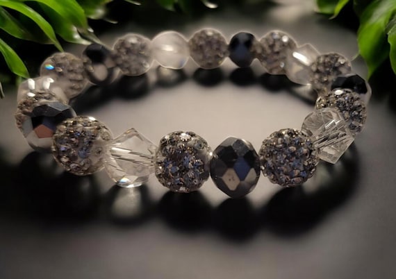 7" Glass & Crystal Sparkle Bracelet