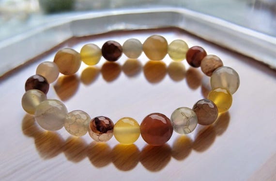 6 1/2" Agate (Faceted) 8mm & 10mm Stretch Bracelet