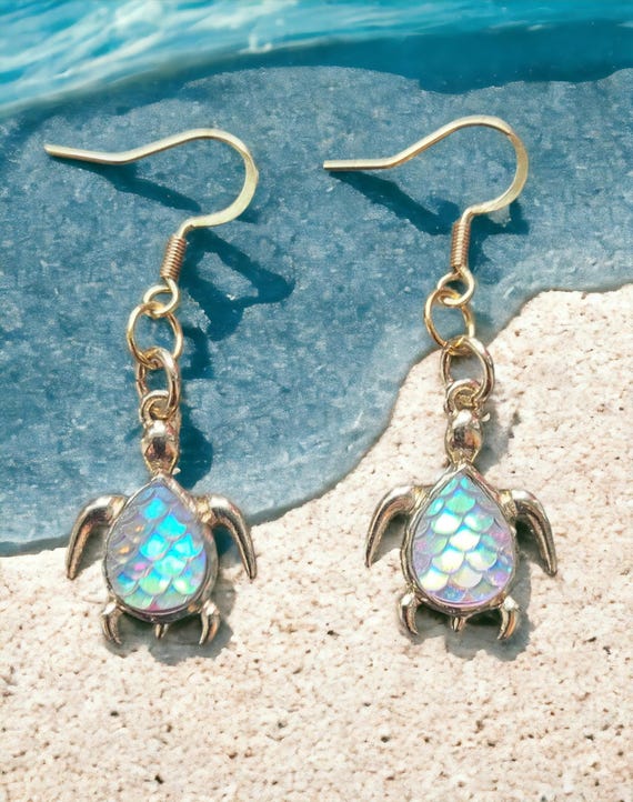 Rhinestone Turtle Earrings
