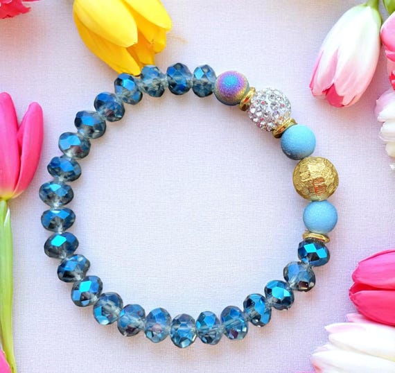 7 1/2" Faceted Glass Bracelet