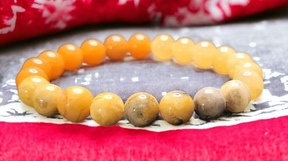 7" Crazy Lace Agate, Yellow Calcite, Red Aventurine Stretch Bracelet (Modified)