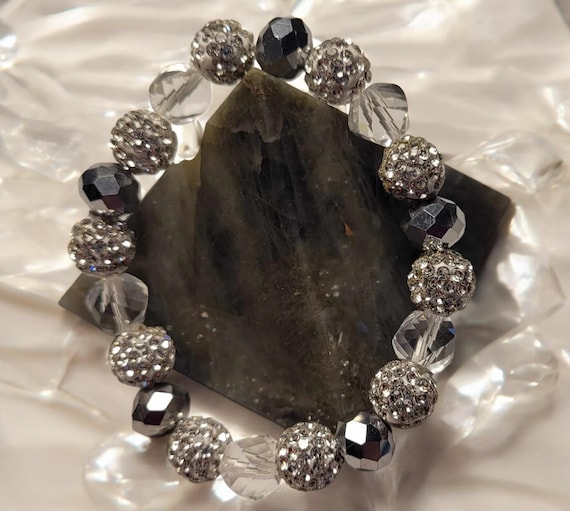 7" Glass & Crystal Sparkle Bracelet