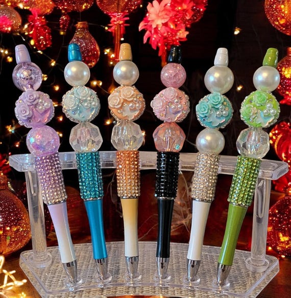 Assorted Flower & Butterfly Beaded Pen