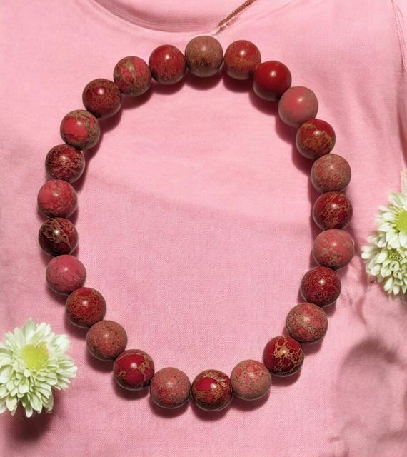 7" Fuchsia Impression Jasper - 8mm Stretch Bracelet