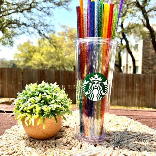 Glitter Reusable Straws, Acrylic Reusable Straw, 11 Inch Straw