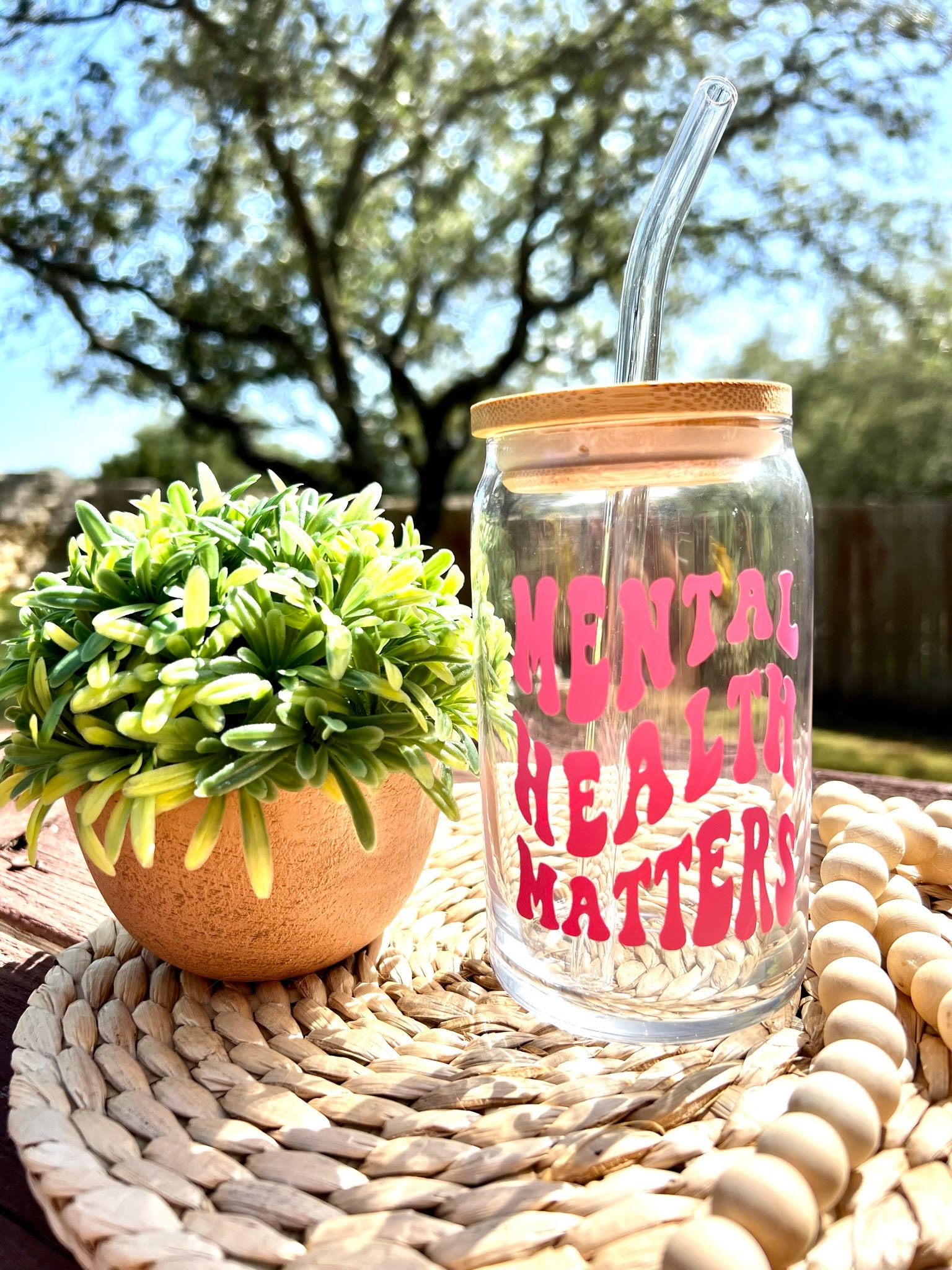 Mental Health Iced Coffee Glass Mental Health Awareness Etsy