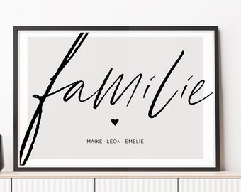 Familienposter personalisiert · Wandbild Familie mit Namen · Personalisiertes Geschenk Familie · Moderner Familienprint