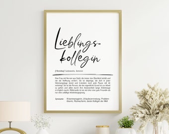 Favorite colleague poster • Personalized gift for colleague • Work definition poster • Farewell gift for the office • Friendship poster