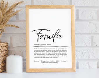 Familie Poster personalisiert • Definitionsposter Familie • Geschenk Familie • Wandbild Familie • Familienposter modern