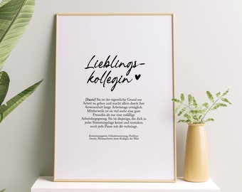 Favorite colleague poster • Personalized gift for colleague • Work definition poster • Farewell gift for the office • Friendship poster