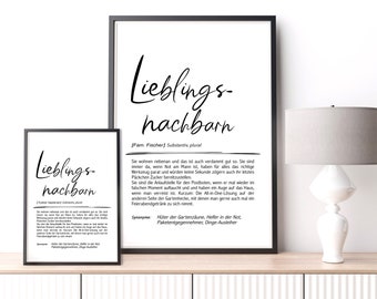 Poster / Karte I Lieblingsnachbarn I Definition | personalisiert I Print