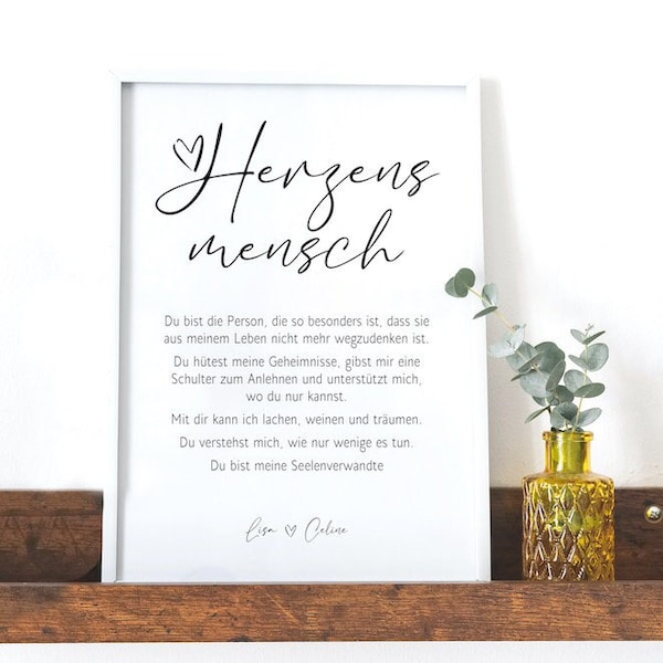 Poster / Karte Herzensmensch | Freundschaft | personalisiert | Print