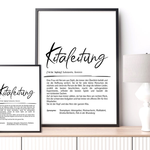 Poster / Karte I Kitaleitung I Definition | personalisiert I Print